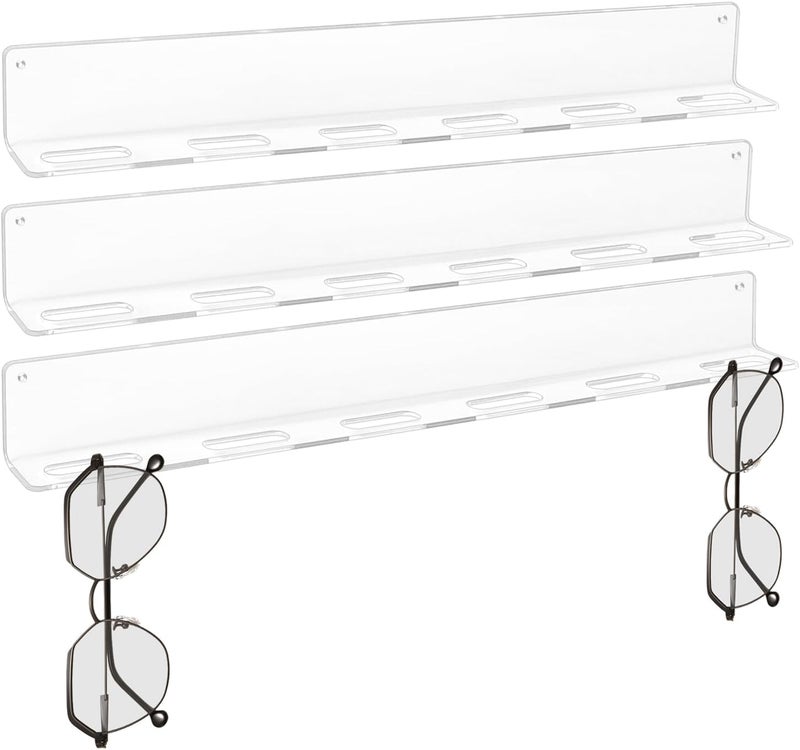 Bigfety Hanging Sunglasses Wall Organizer, Glasses Holder Wall for Display, Acrylic Multiple Eyeglasses Rack 3 Pack, Clear - Image 1